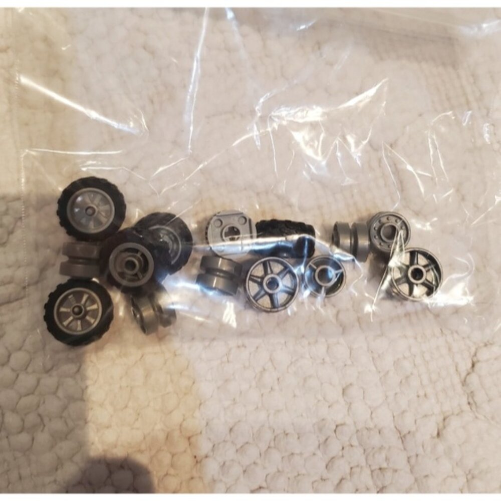 LEGO/ PLAYMOBIL Silver and Black Toy Car Wheel Replacement Set